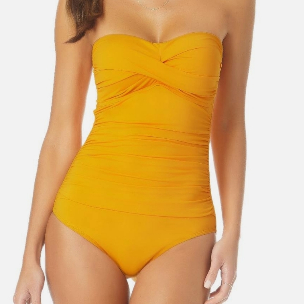 Anne Cole Signature Mango Twist Bandeau One-Piece Swimsuit Size 8 NWT